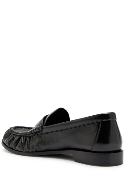 Saint Laurent Logo Saffiano Leather Loafers In Black