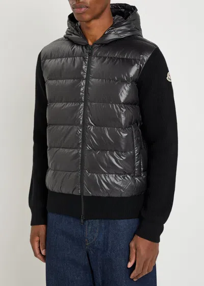 Moncler Quilted Shell-panelled Virgin Wool And Cashmere-blend Down Jacket In Black