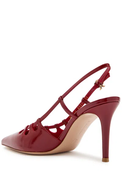 Gianvito Rossi Eloise 85 Cut-out Glossed Leather Slingback Pumps In Red