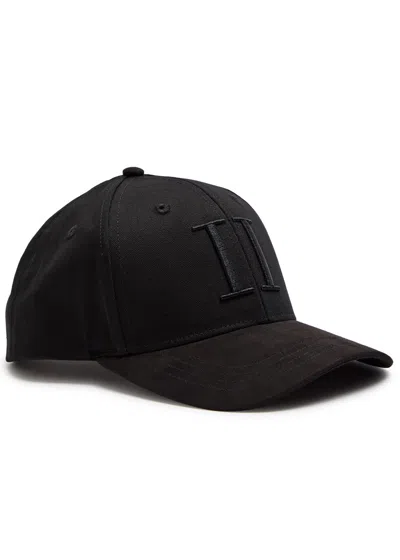 Les Deux Logo-embroidered Faux Suede And Canvas Cap In Black