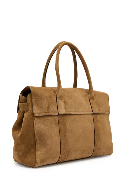 Mulberry Bayswater Small Suede Shoulder Bag In Sand