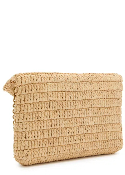 Saint Laurent Envelope Raffia Wallet-on-chain In Brown