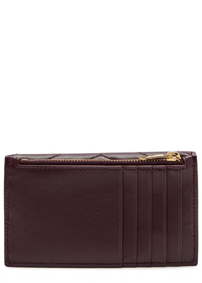 Saint Laurent Cassandre Quilted Card Holder In Brown