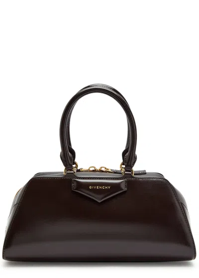 Givenchy Antigona East West Brown Small Handbag With Adjustable And Removable Shoulder Strap And Logo Letteri In Brown
