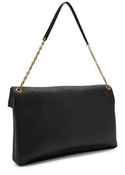 Saint Laurent Envelope Grained Leather Pouch In Black