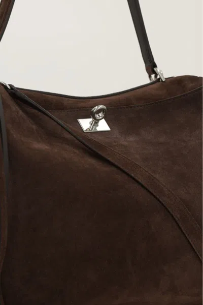 Balenciaga Women Dark Brown Suede Medium Rodeo Handbag In Brown