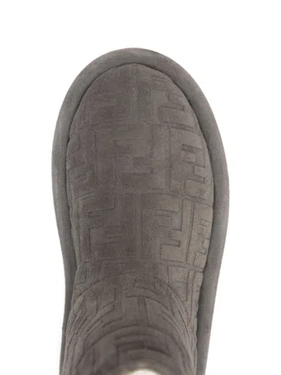 Fendi Apres Chic Boots In Steel Suede Women In Gray
