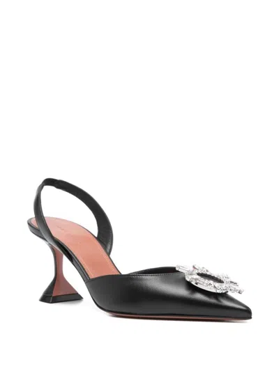 Amina Muaddi Leather Slingback Pumps Featuring Sculptural Heel In Multi