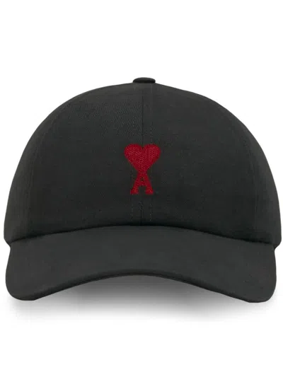 Ami Alexandre Mattiussi Ami Paris Women Ami De Coeur Cotton Baseball Cap In Black