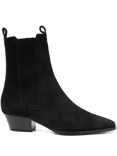 Aeyde Pointed Toe Ankle Boots With Elastic Side Panels In Black