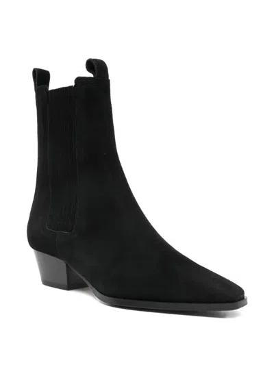 Aeyde Pointed Toe Ankle Boots With Elastic Side Panels In Black