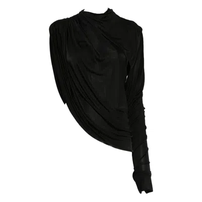 Francesco Murano Single-sleeved Draped Top In Blue