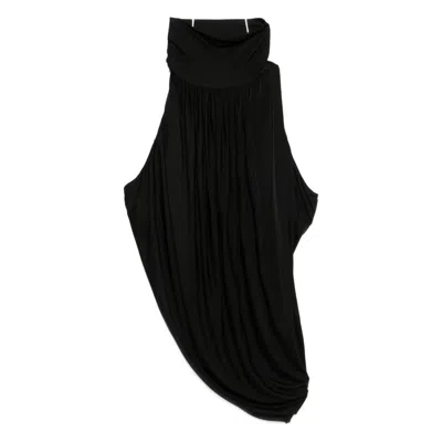 Francesco Murano Halterneck Draped Top In Black