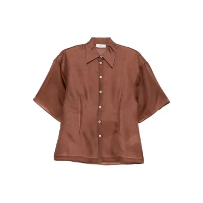 Bite Studios Verse Short-sleeved Buttoned Shirt In Brown
