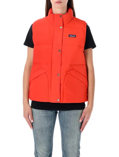 Patagonia Down Vest With High Collar And Pockets In Orange