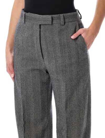Ferragamo Trousers With Herringbone Pattern And Pockets In Multi