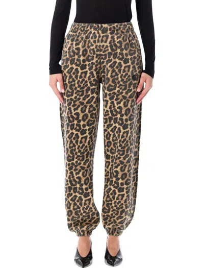 Anine Bing Animal Print Trousers Cuffed Hem In Animal Print