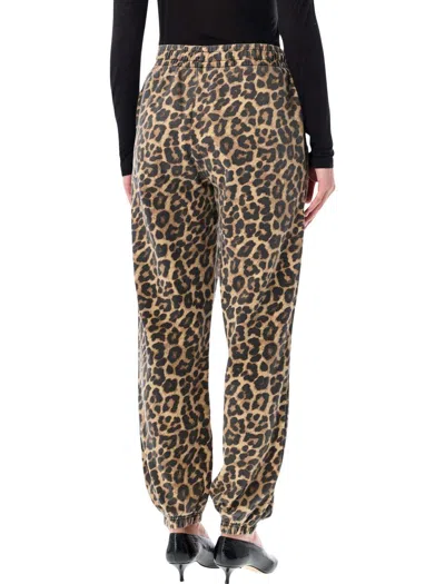 Anine Bing Animal Print Trousers Cuffed Hem In Animal Print