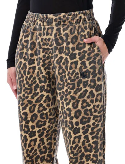 Anine Bing Animal Print Trousers Cuffed Hem In Animal Print