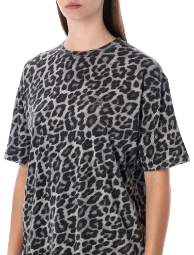 Anine Bing Animal Print Crew Neck Short Sleeve Top In Blue