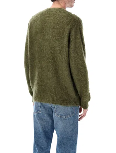 Auralee Soft Mohair Crewneck Sweater In Green