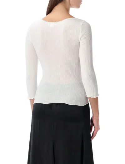 Chloé Fitted White Cotton Deep-neck Cardigan In White