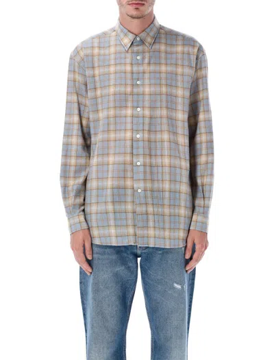 Auralee Airy Wool Check Shirt In Multi