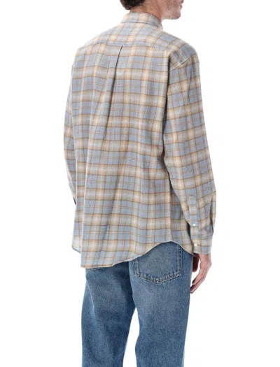 Auralee Airy Wool Check Shirt In Multi