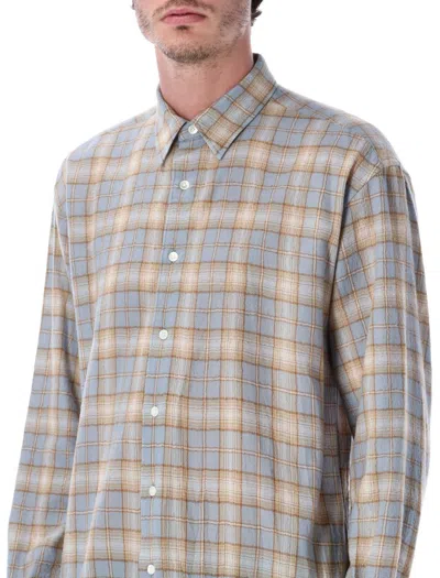 Auralee Airy Wool Check Shirt In Multi