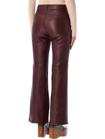 Chloé Textured Leather Trousers Featuring Pockets In Burgundy