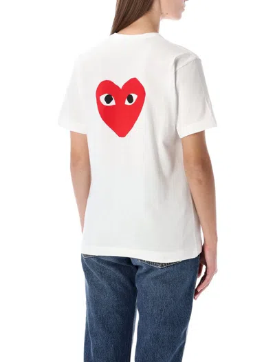 Comme Des Garçons Play Tshirt Heart Front Back In White