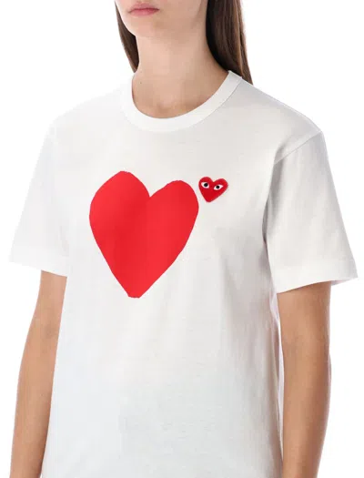 Comme Des Garçons Play Tshirt Heart Front Back In White