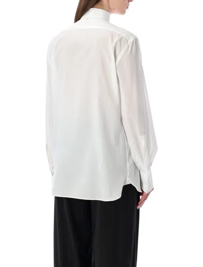 Tom Ford Tailored Black Smoking Shirt With Crisp Collar In White