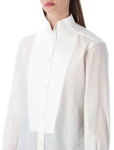 Tom Ford Tailored Black Smoking Shirt With Crisp Collar In White