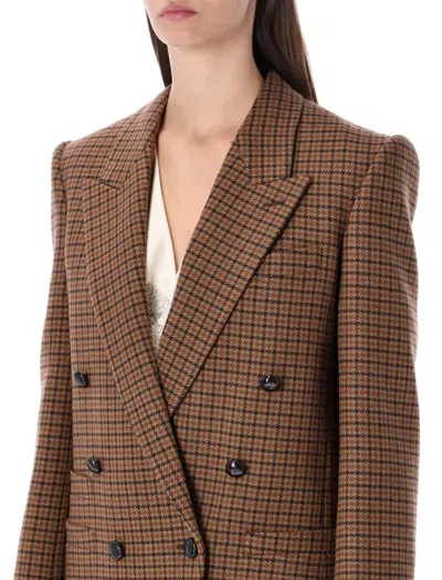 Chloé Blazer Wool Check In Brown