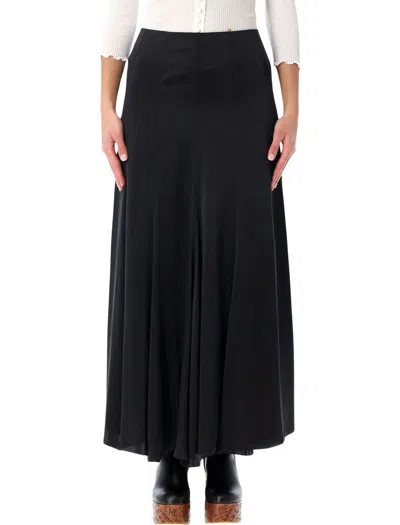 Chloé Black Silk Satin Maxi Skirt In Black