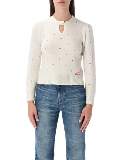 Chloé Romantic V Neck Knit In Nude