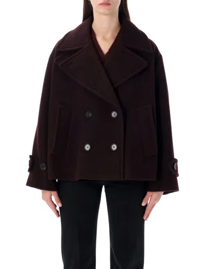 Chloé Women Violet Double-breasted Jacket With Wide Notched Revers And Dropped Shoulders In Wool Ble In Purple