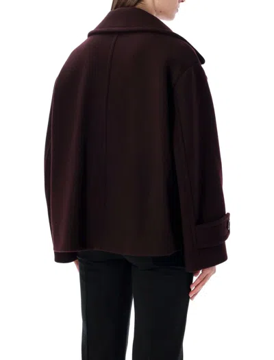Chloé Women Violet Double-breasted Jacket With Wide Notched Revers And Dropped Shoulders In Wool Ble In Purple