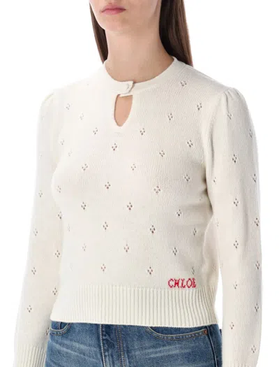 Chloé Romantic V Neck Knit In Nude