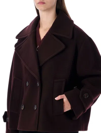 Chloé Women Violet Double-breasted Jacket With Wide Notched Revers And Dropped Shoulders In Wool Ble In Purple