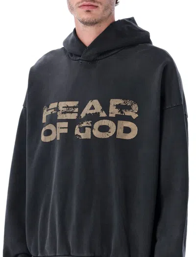 Fear Of God Hooded Knitwear With Ribbed Cuffs And Hem In Blue