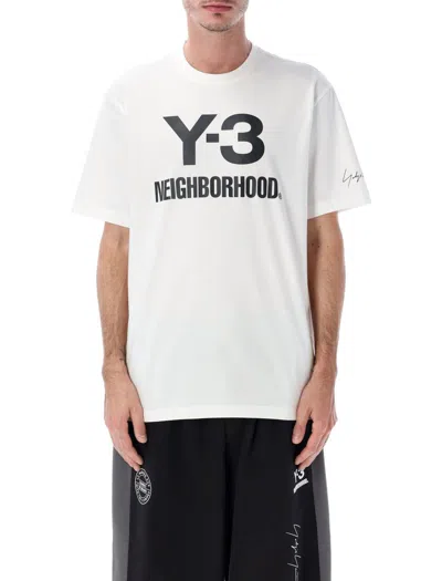 Y-3 Nbhd Logo Tee In White