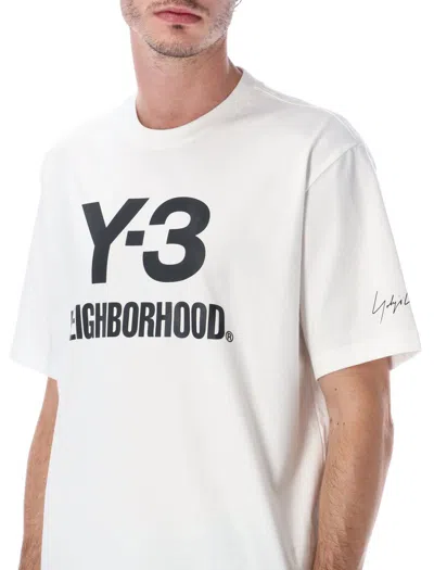 Y-3 Nbhd Logo Tee In White