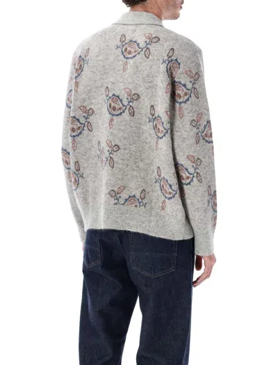 Corridor Maya Jacquard-knit Baby Alpaca-blend Polo Sweater In Gray