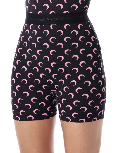 Marine Serre Recycled Moon Jersey Mini Shorts In Pink
