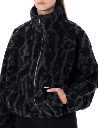 Nike High-pile Black Fleece Jacket In Black