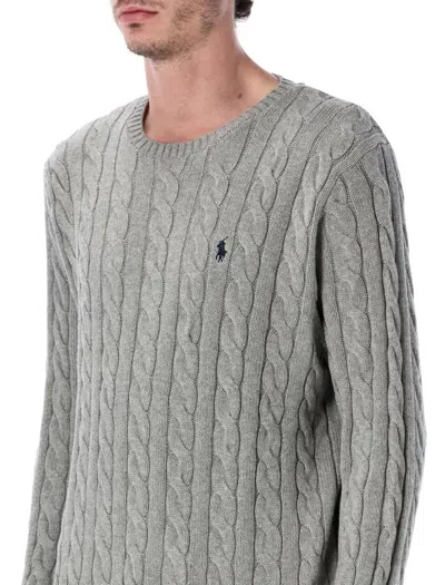Polo Ralph Lauren Maglia In Cotone A Trecce Regular-fit Sweater In Gray