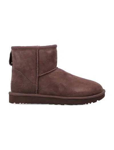 Ugg Classic Mini Ii Suede Boots With Shearling Lining In Brown