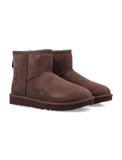 Ugg Classic Mini Ii Suede Boots With Shearling Lining In Brown